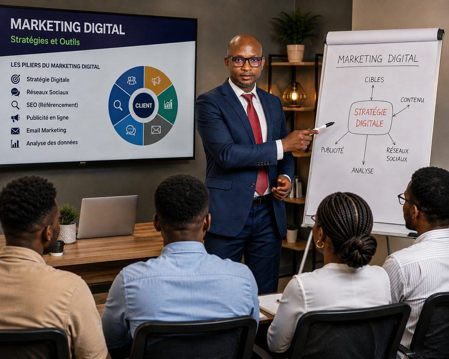 Denis Tossou en atelier marketing digital